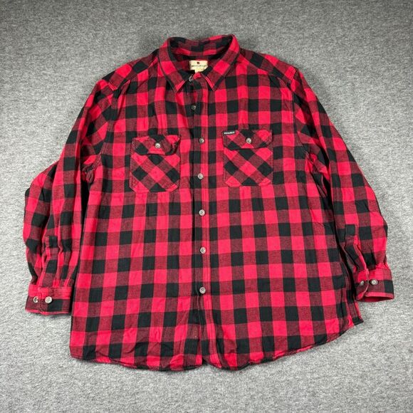 Woolrich Buffalo Plaid Flannel Button Down Shirt Mens XL Extra Large Red Black - Picture 1 of 9